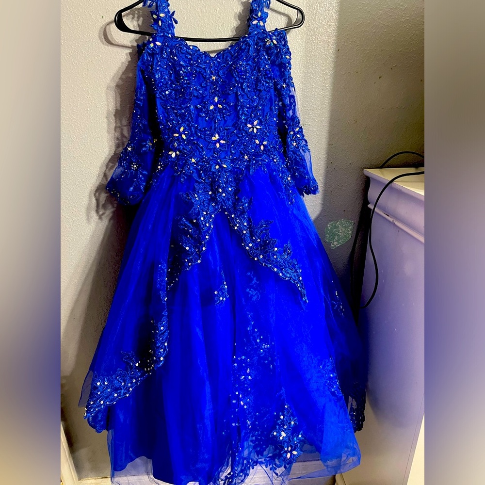 Royal blue little girls ball gown
